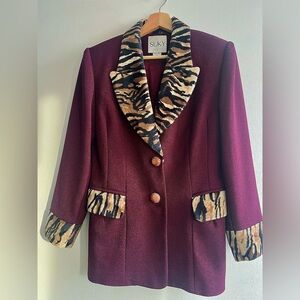 VTG 90s Burgundy Blazer Fran Fine The Nanny Suki Size Small